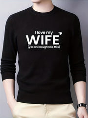 Funny I Love My Wife Pattern Men's Sweater