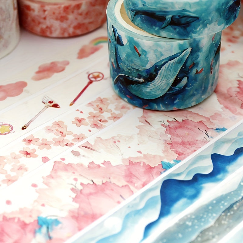 3pcs Flower Pattern Washi Paper Stickers Tape for DIY Scrapbook