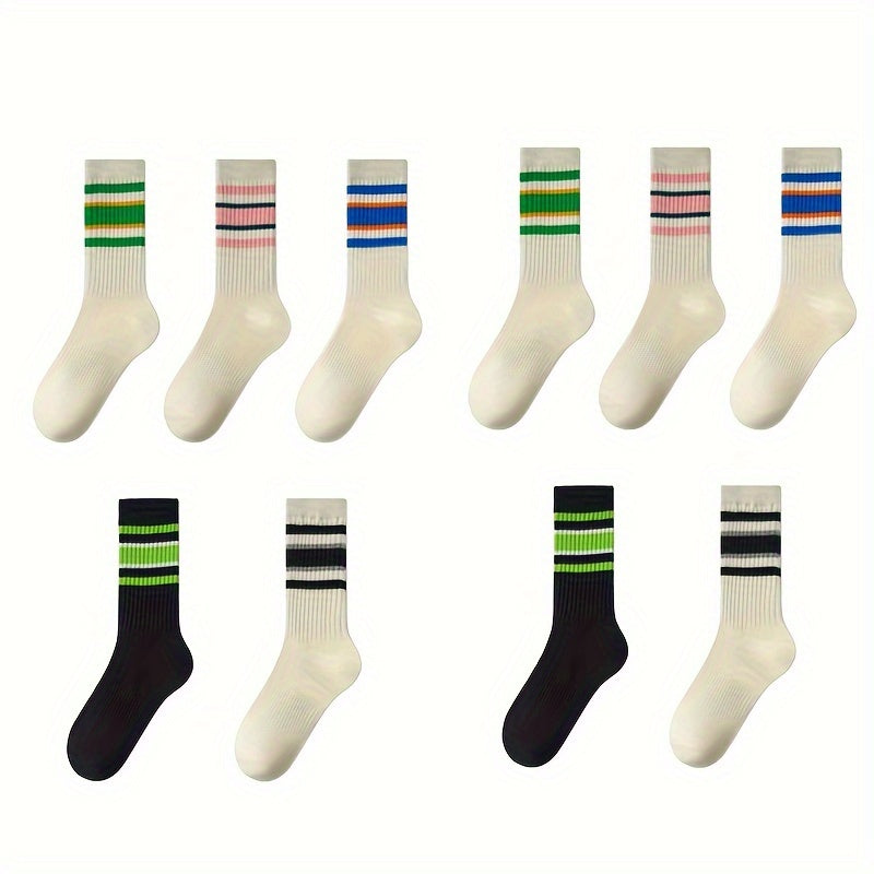 Colorblock Striped Socks Comfy & Breathable Women's Stockings