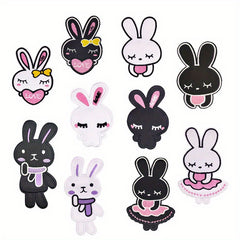 10pcs Cartoon Rabbit Iron On Patches For Girls