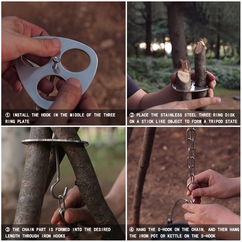 Stainless Steel Tripod Bracket Board Pot Hanger