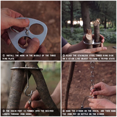 Stainless Steel Tripod Bracket Board Pot Hanger