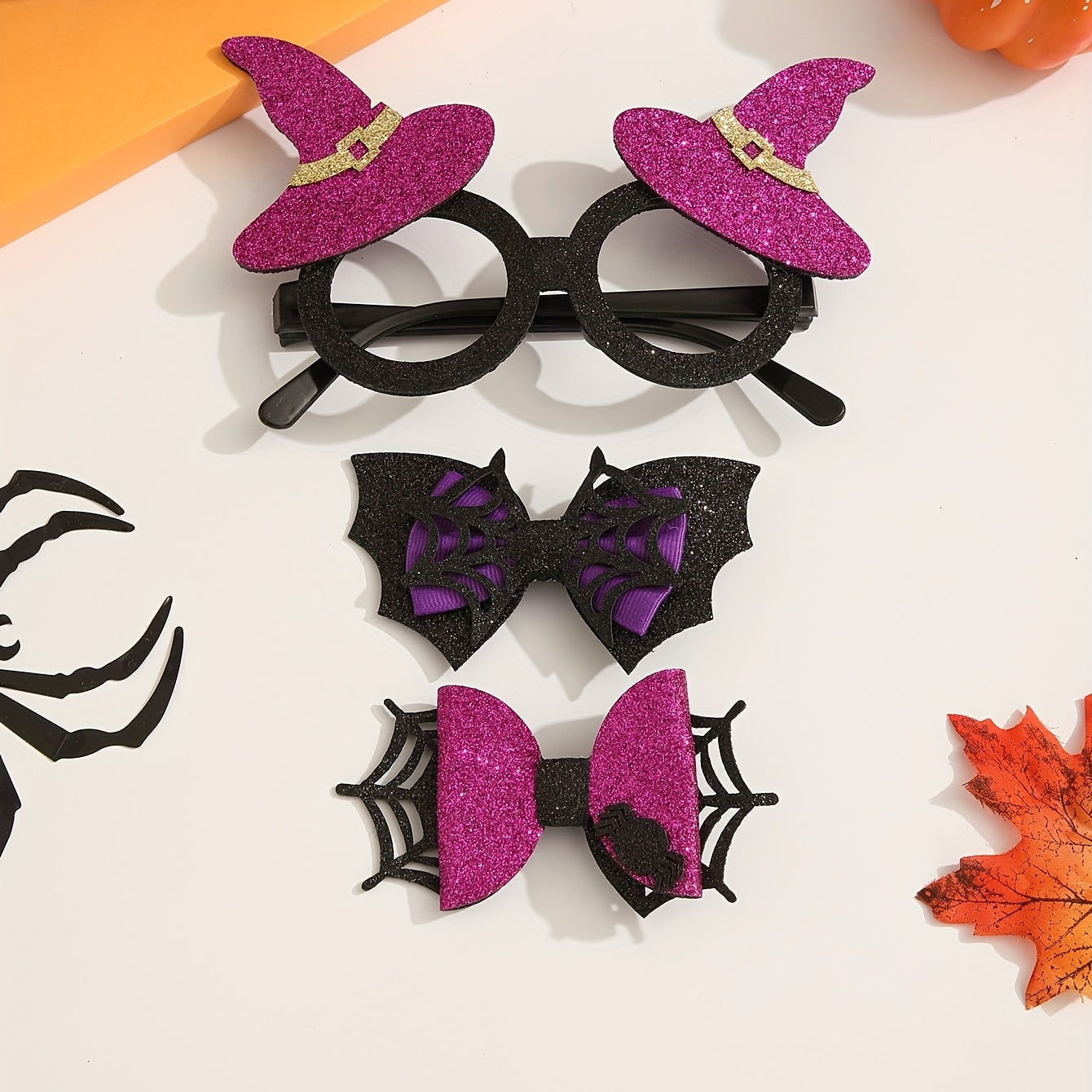 Halloween Decoration Set Hat Glasses Spider Web Hair Clip Party Accessories