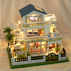 DIY Wooden Dollhouse Kit 3D Puzzle Assembled House Home Decor