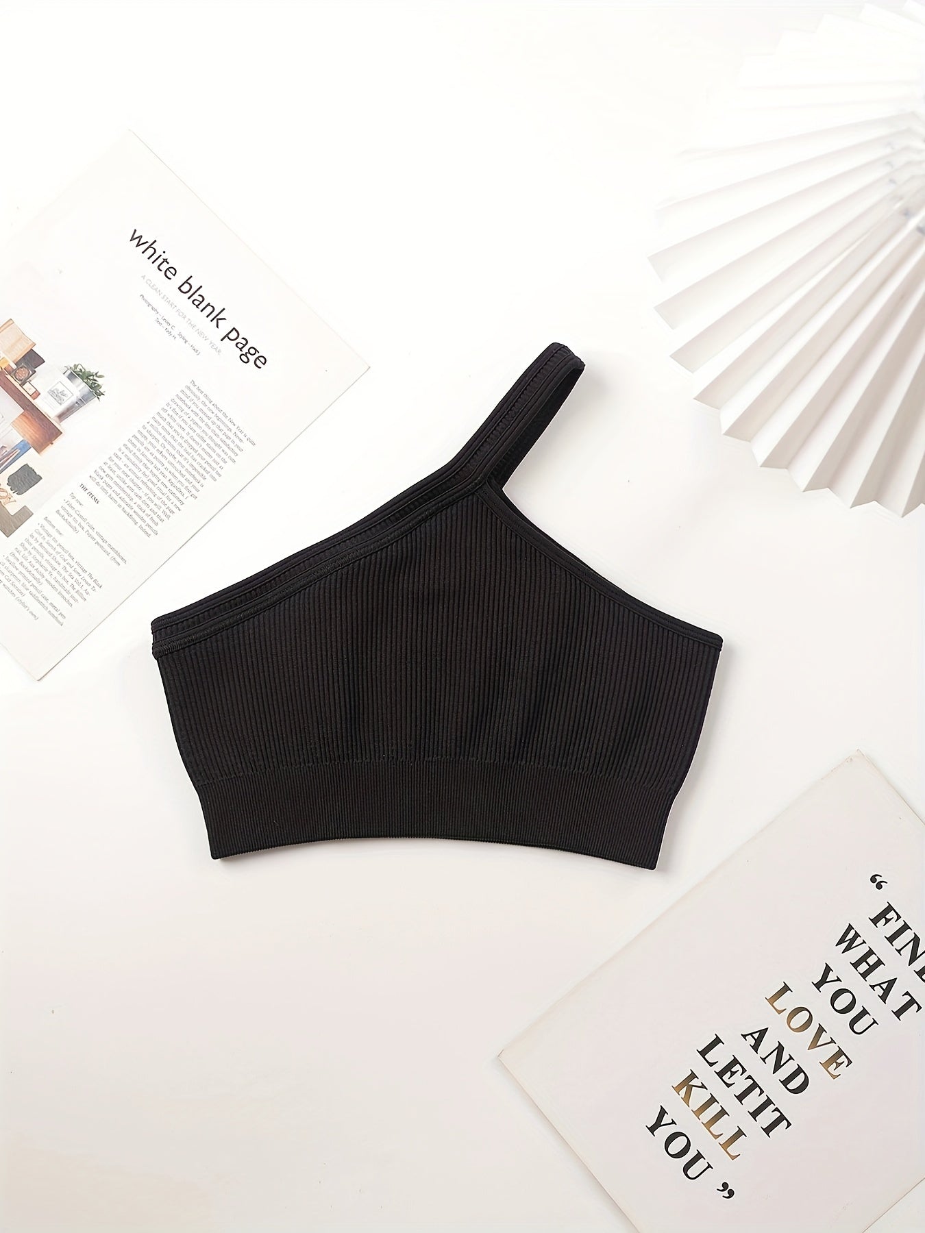 4pcs Yoga Sets Cami Sports Top One Shoulder Crop Top High Waist Shorts & Legging