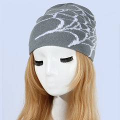 Halloween Spider Pattern Knitted Hat Winter Beanie