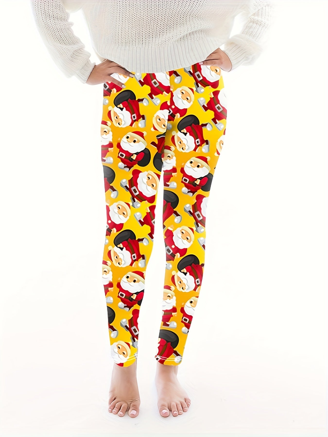 Women's Plus Santa Claus Print High Stretch Leggings