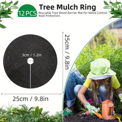 12pcs Reusable Tree Protection Mat Anti Grass Cover for Weed Control