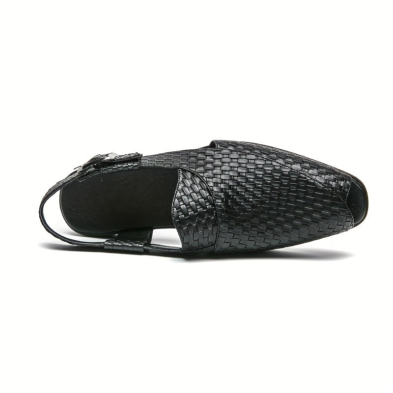 Men's Woven Effect Sandal Shoes Peep Toe Slip on Shoes