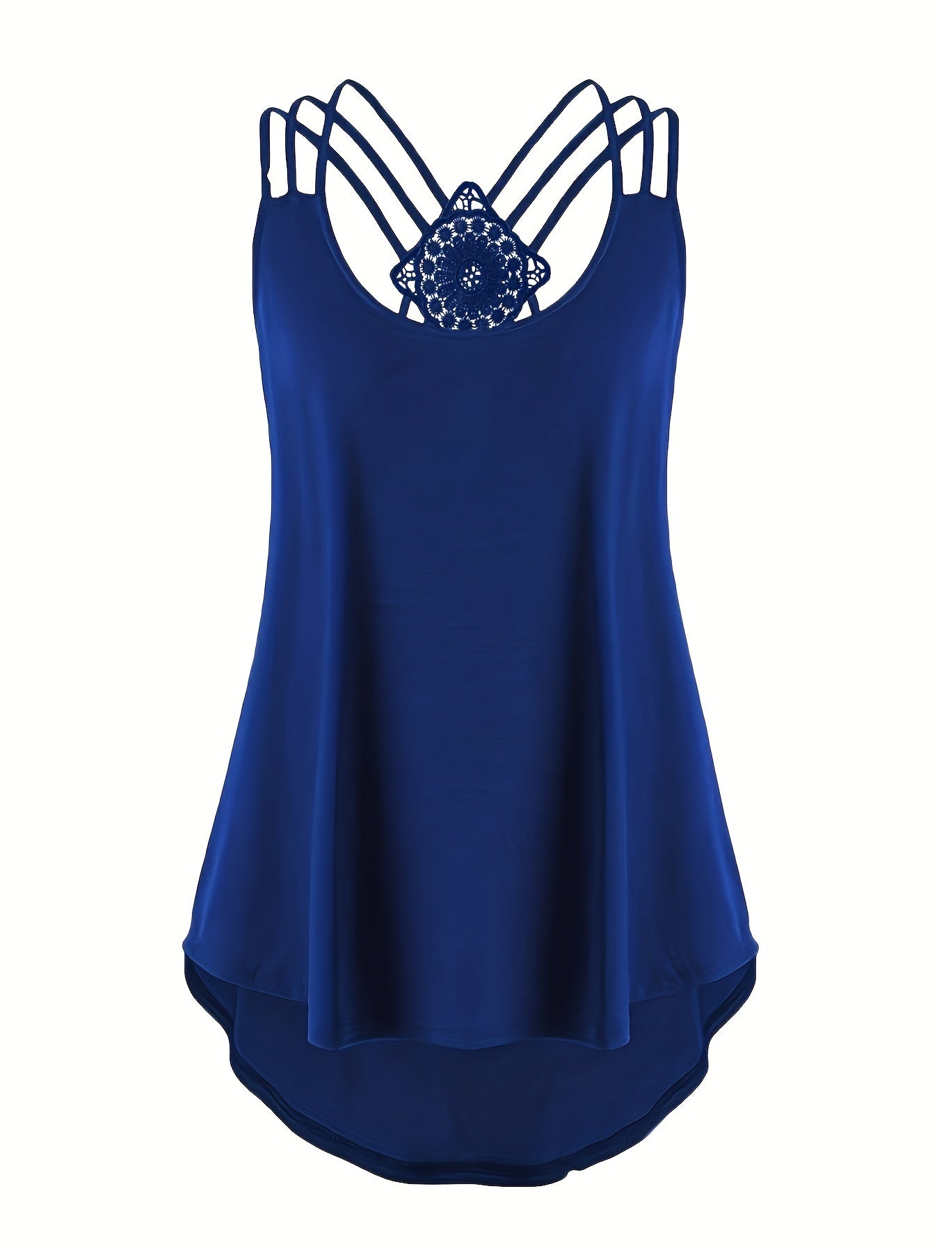 Cross Back Spaghetti Strap Top Crew Neck Sleeveless Cami