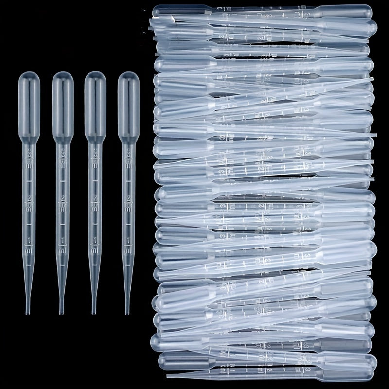 100PCS Plastic Test Tubes Graduated Pipettes 1ML 3ML