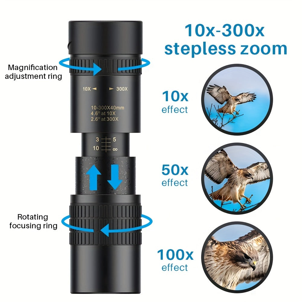 High-powered 10x40 Monocular Telescope with Phone Adapter & Tripod