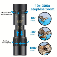 High-powered 10x40 Monocular Telescope with Phone Adapter & Tripod