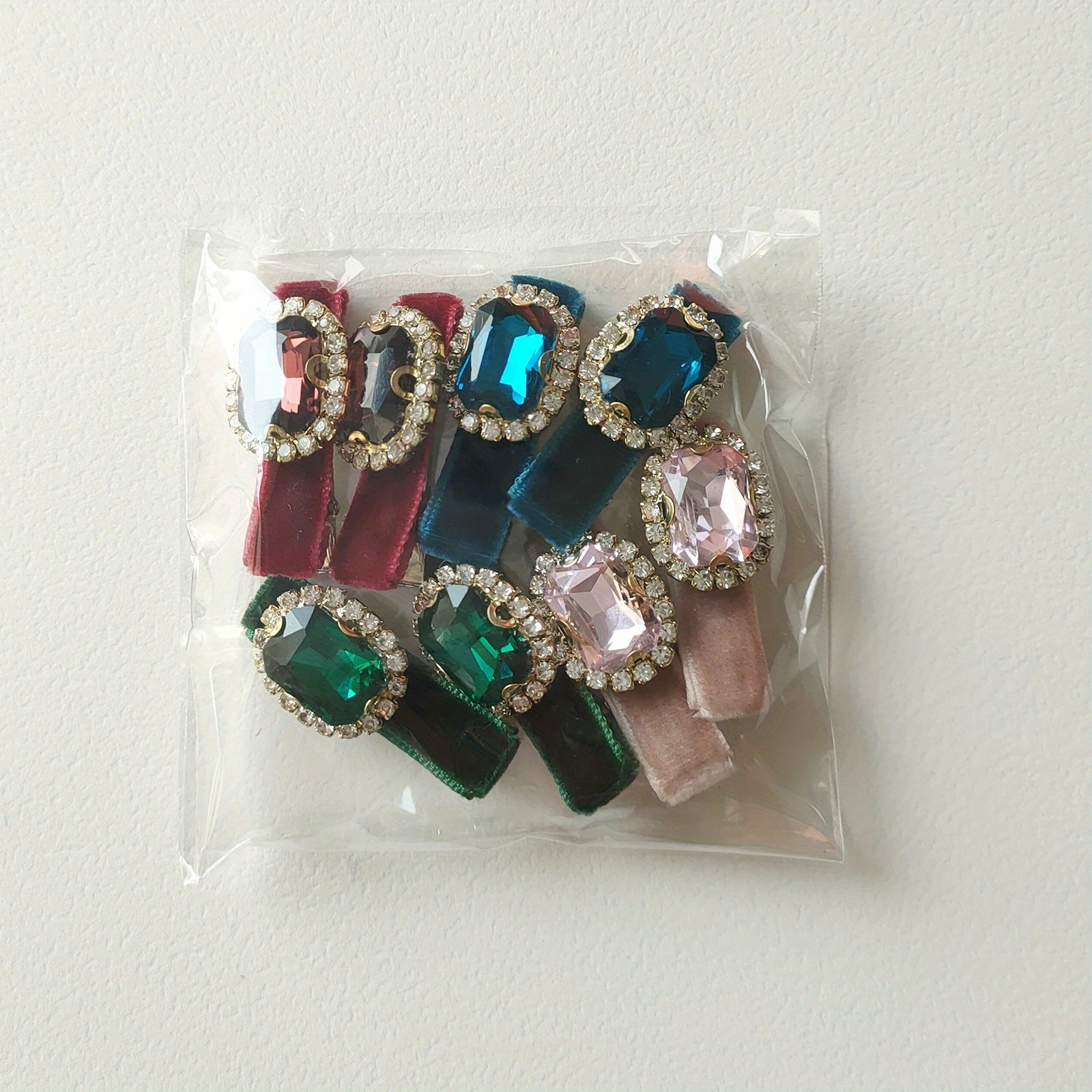 Vintage Velvet Rhinestone Hair Clips Head Jewelry Set