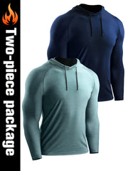 2pcs Men's Hooded Sports T-shirt Quick Drying Top