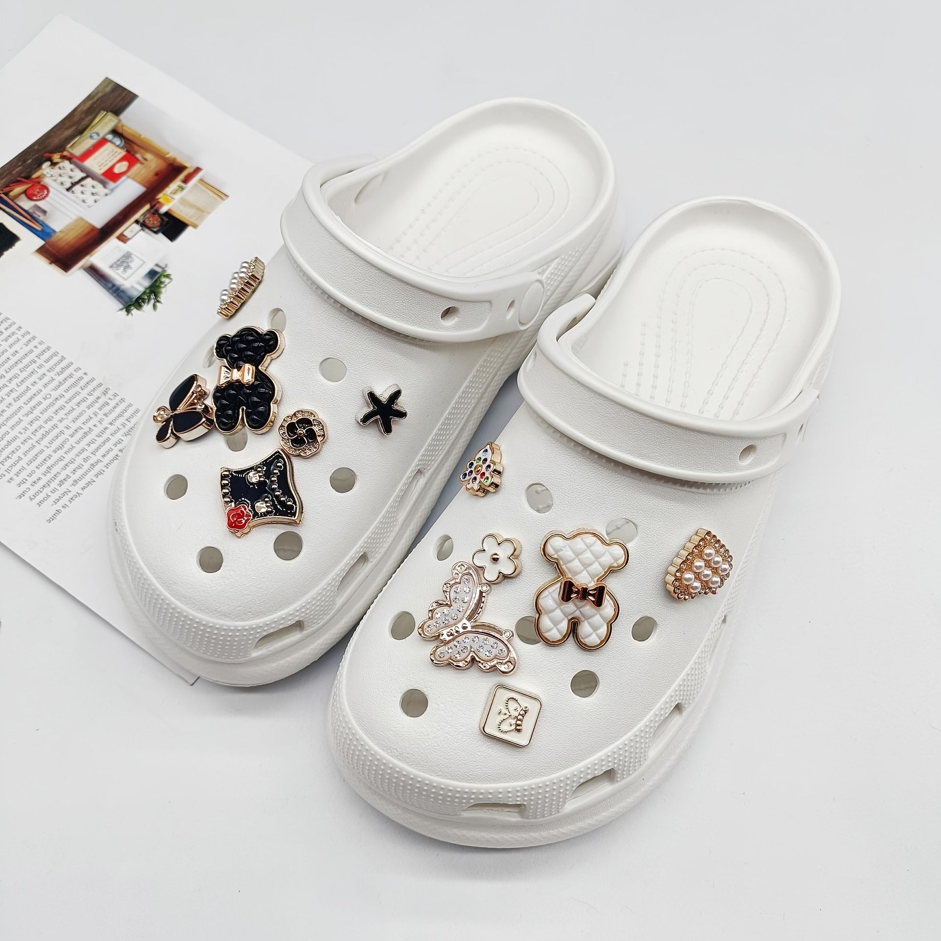 Bling Shoe Decoration Charms With Chains For Clog & Sandal