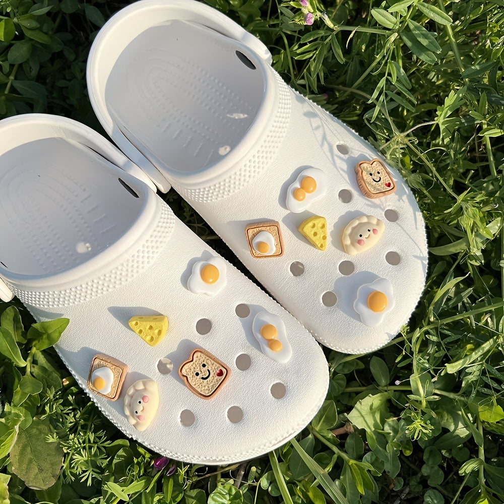Cheese Egg Bread Sponge Resin Shoe Charms - DIY Sandals Slippers Accessories