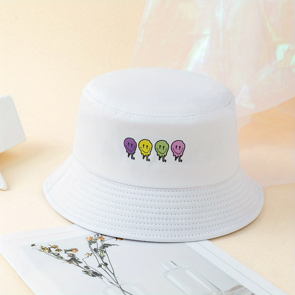 Melting Face Printed Bucket Hat Unisex Fisherman Cap