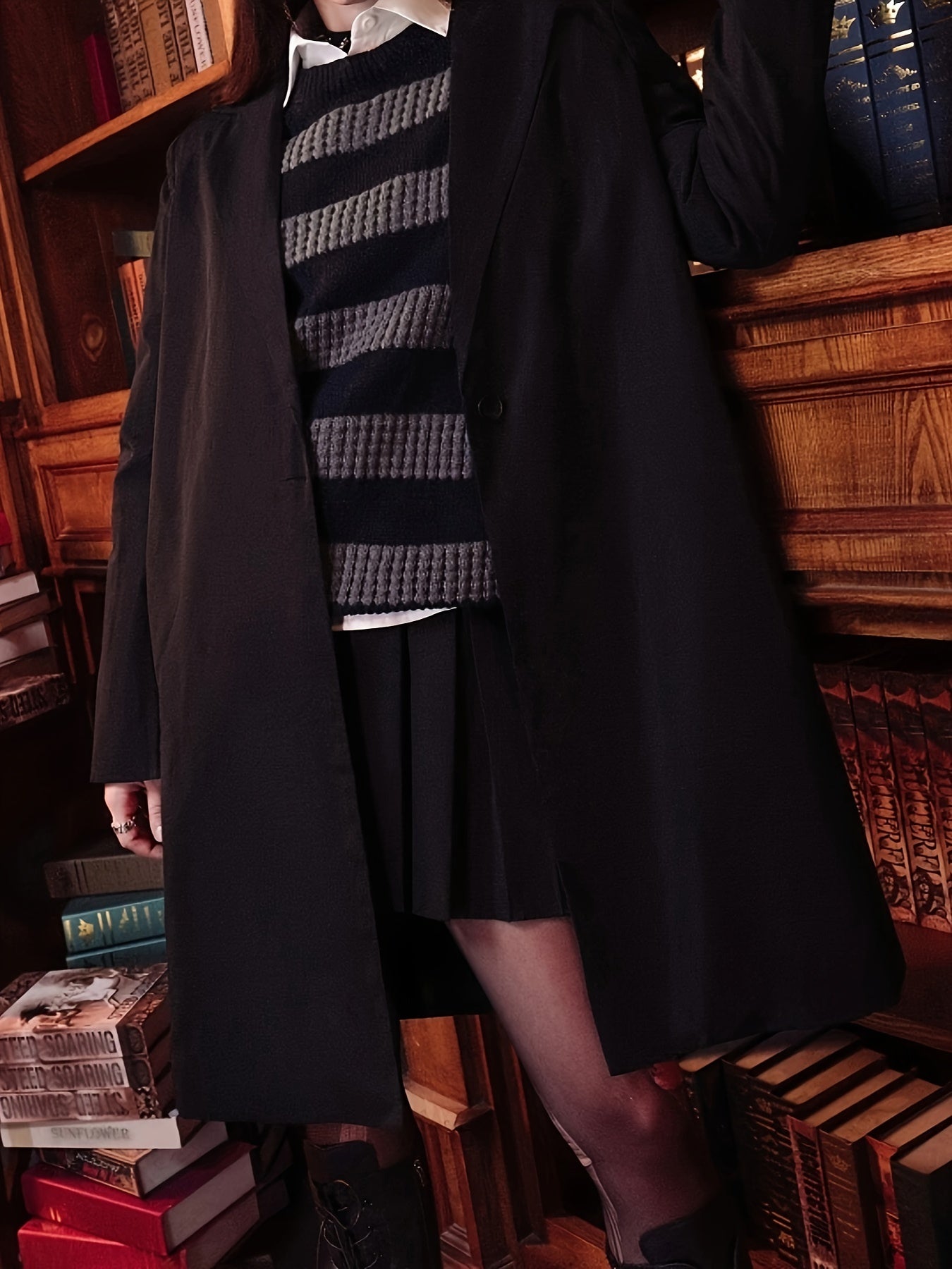  Solid Long Sleeve Open Front Blazer