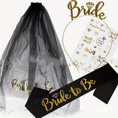 Bachelorette Party Veil & Headband Set for Bride To Be