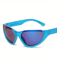 Y2K Wrap Around Sunglasses Futuristic Mirror Lens Glasses UV400