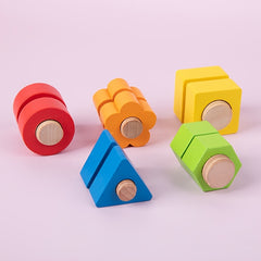 Wooden Screw Pairing Toy Shape Recognition Game Interactive Playset