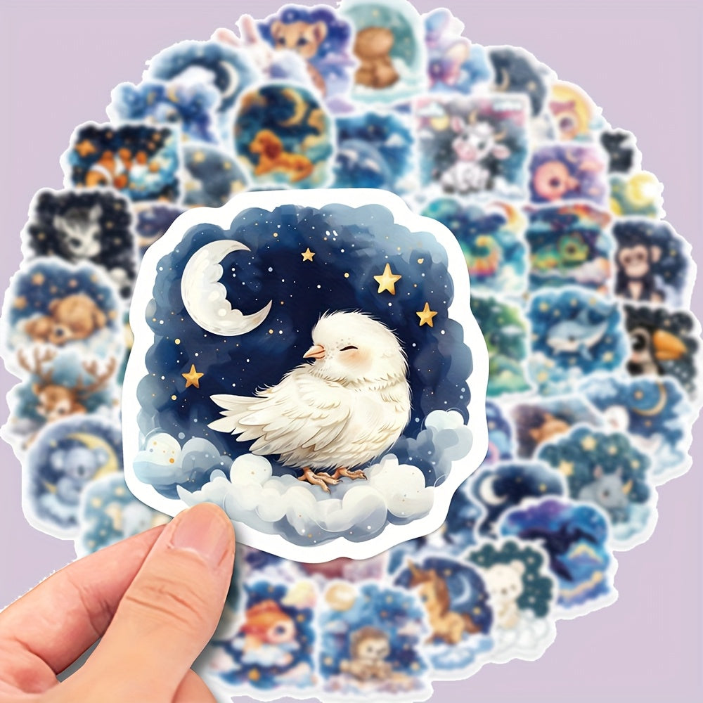 60pcs Reusable Adhesive Stickers Animals & Creatures Starry Night Designs