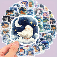 60pcs Reusable Adhesive Stickers Animals & Creatures Starry Night Designs