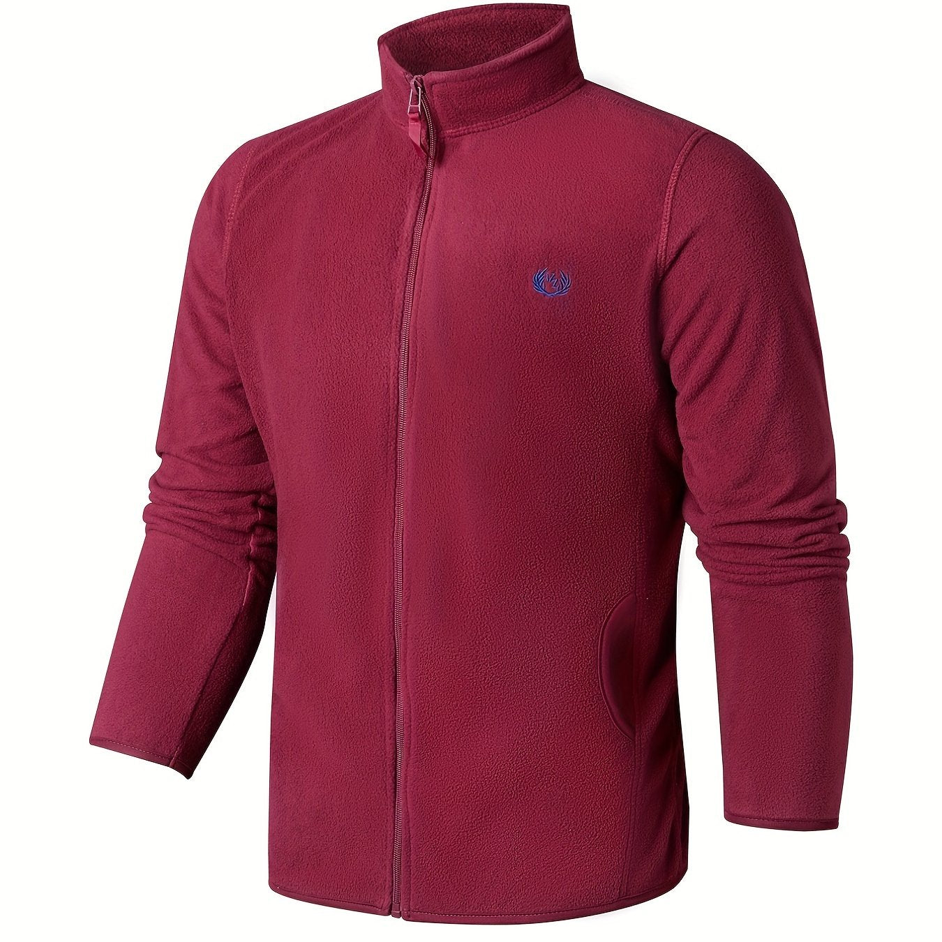 Men's Stand Collar Fleece Jacket Zipper Coat Gym Sports Warm Spring Autumn