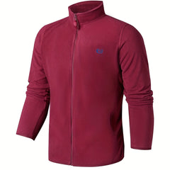 Men's Stand Collar Fleece Jacket Zipper Coat Gym Sports Warm Spring Autumn