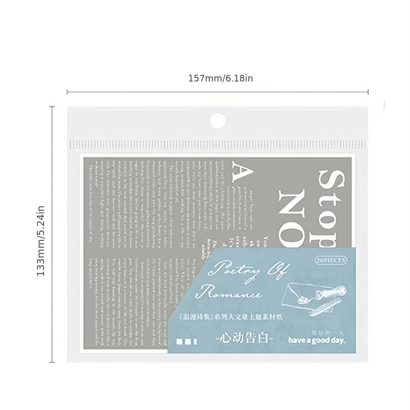 Romantic Poetry Collection Paper 20 Sheets Pack 6 Styles