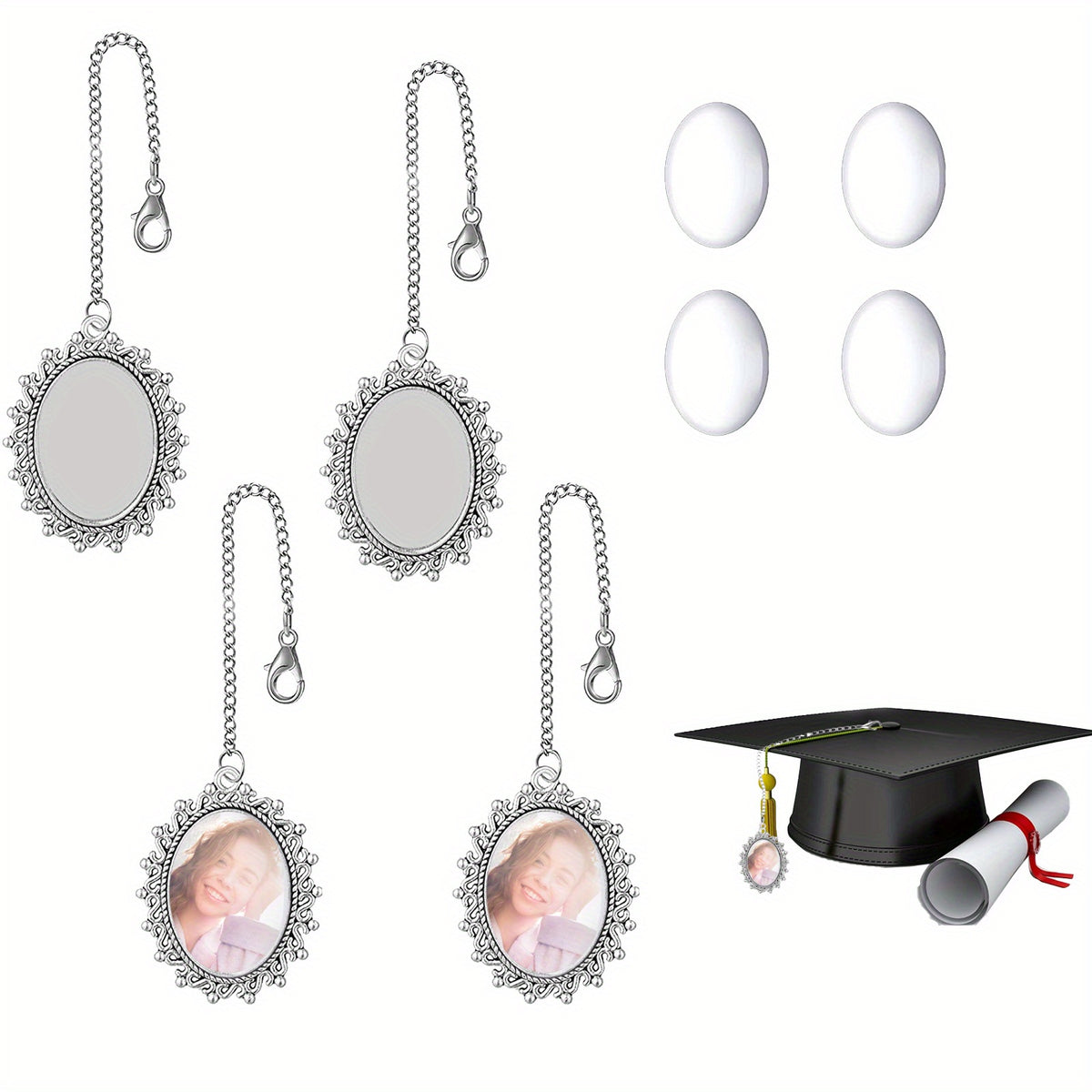 4pcs Graduation Cap Charm Graduation Tassel Charm Memorial Photo Charm