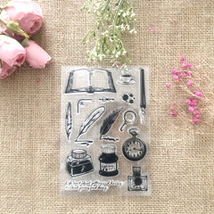 Feather Ink Pen Transparent Stamp DIY Silicone