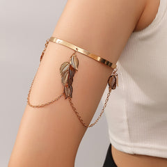 Leaf Shape Arms Band Chain Pendant Metal Band Vintage