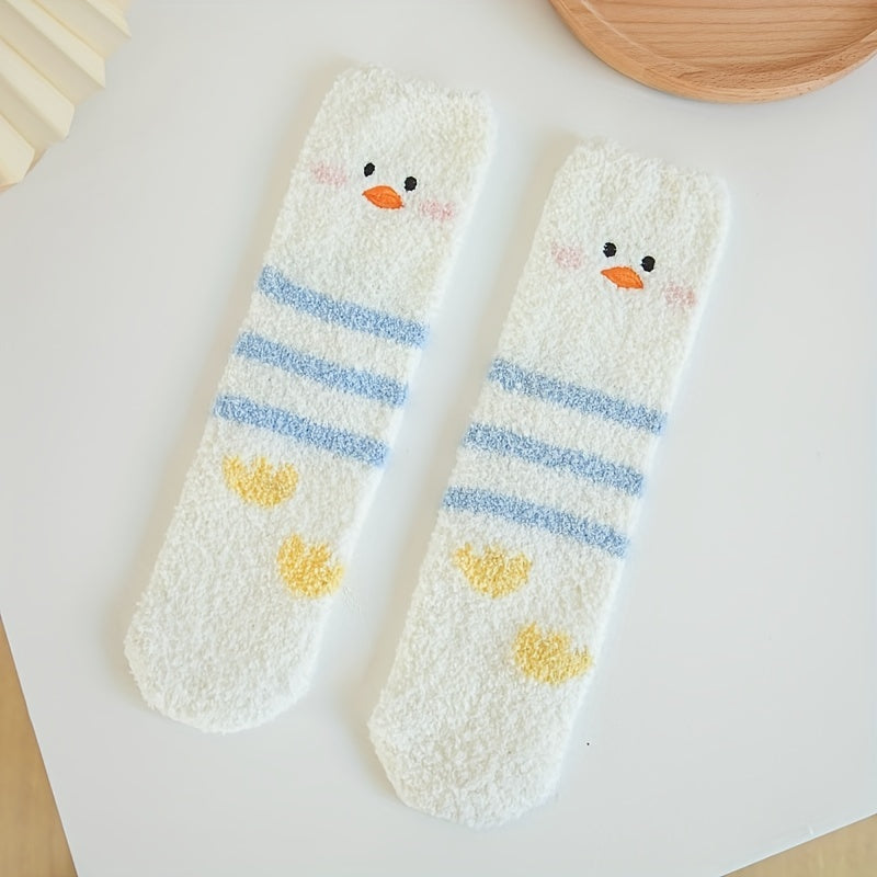 5 Pairs Cartoon Print Socks Warm & Comfy Women's Stockings