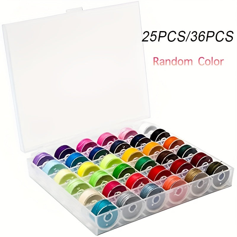 25pcs 36pcs Bobbins & Sewing Threads w/ Bobbin Case, Assorted Colors