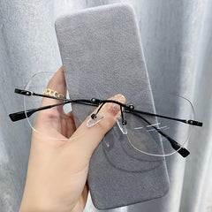 Rimless Anti Light Glasses For Women Men Clear Lens Nearsighted Myopia Glasses