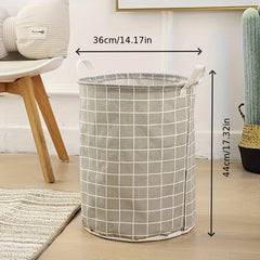 Circular Linen Foldable Storage Basket for Clothes