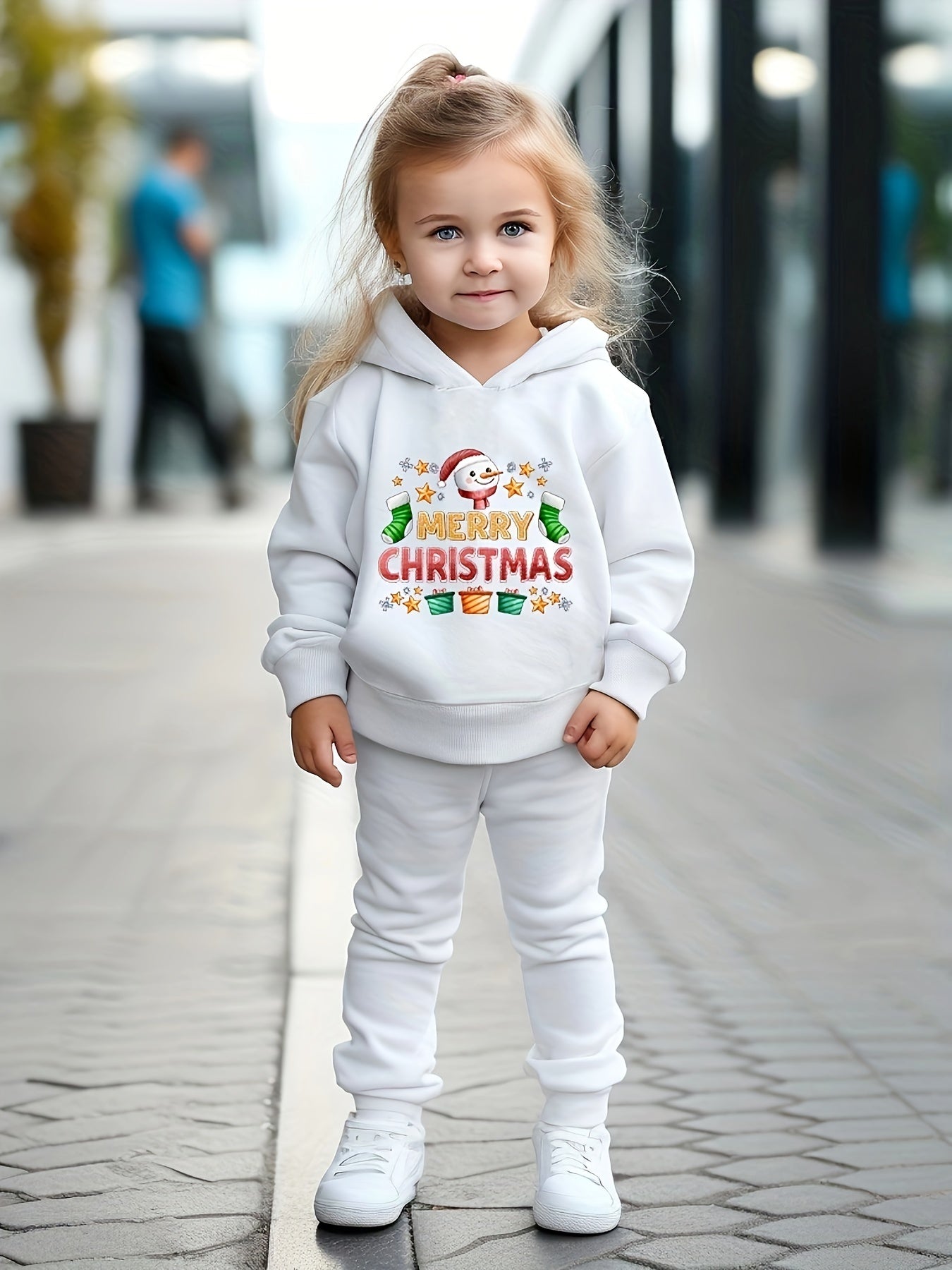 Girls Christmas Alphabets Hooded Sweatshirt Set