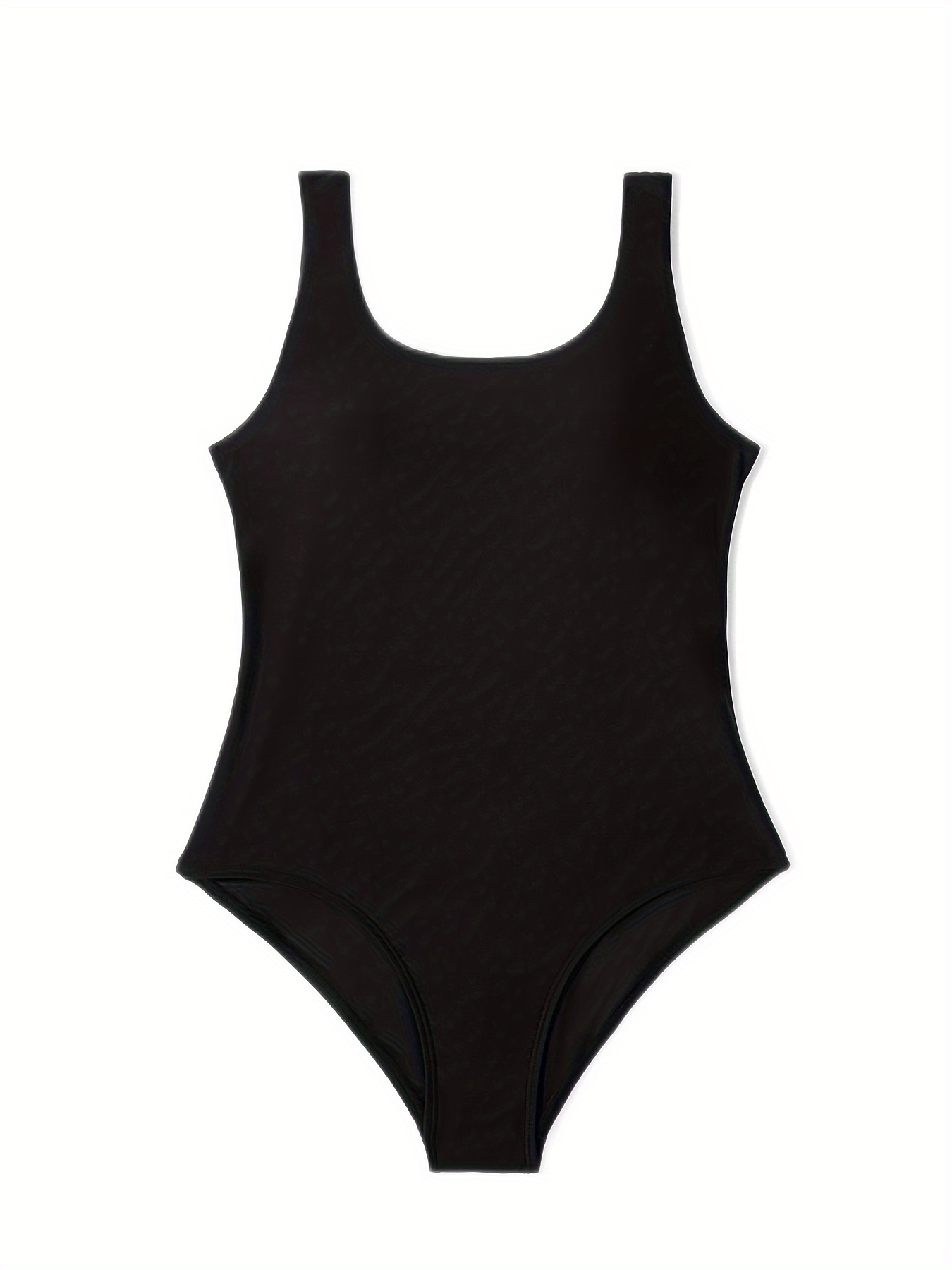  Sexy One Piece Swimsuit Solid Scoop Neck High Stretch