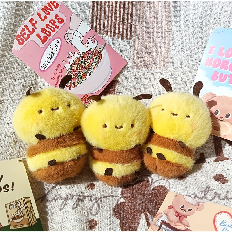 3pcs Cartoon Bee Plush Toys Soft Stuffed Animals with Floral Accents