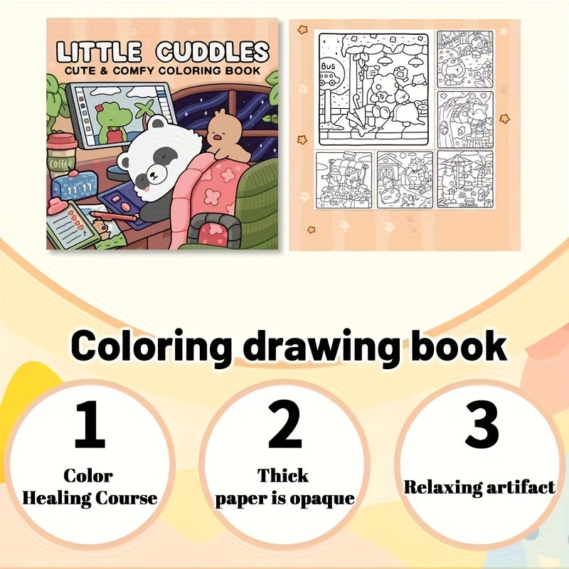 Little Hug Coloring Book 24 Pages Relaxing Stress Relief Activity for Adults