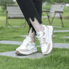 Colorblock Platform Sneakers Lace Up Outdoor Shoes Comfortable & Anti skid