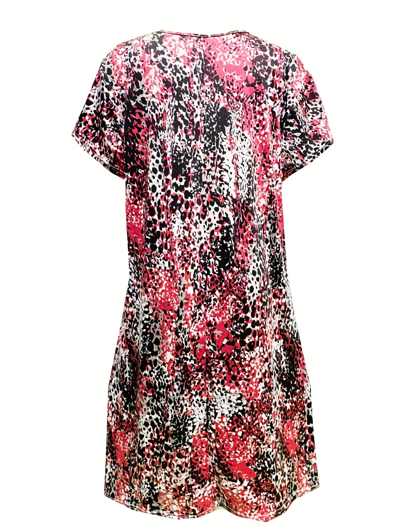  Casual Dress Women's Plus Random Print V Neck Medium Stretch Dress