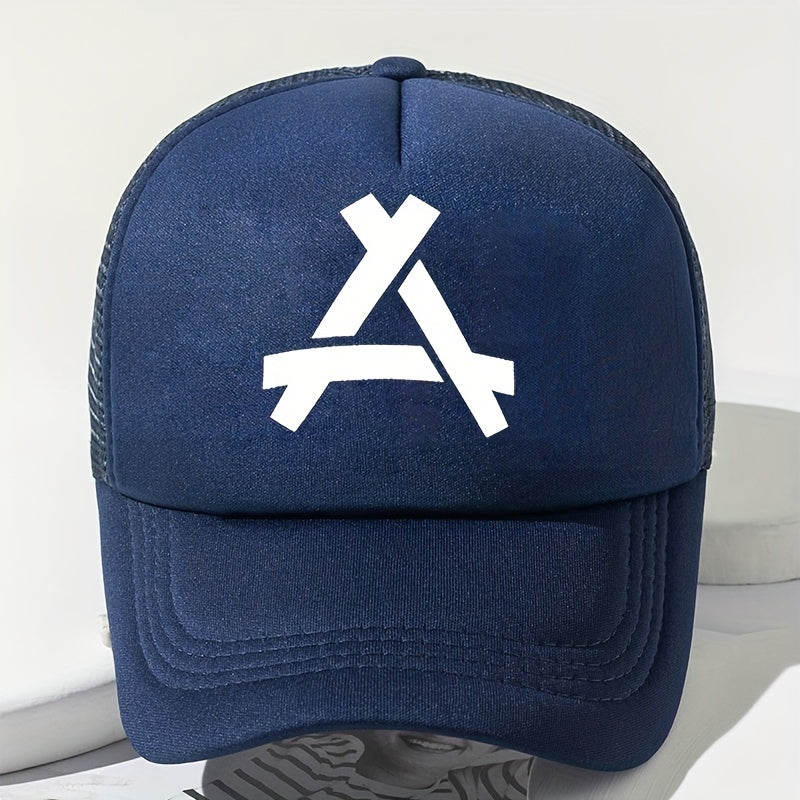 Unisex Mesh Sunshade Breathable Baseball Cap with Triangle Embroidery