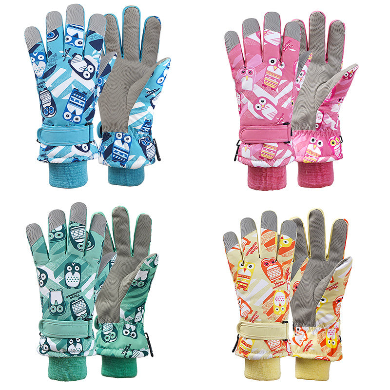 Kids Winter Ski Gloves Warm Windproof Non-slip Thickened Gloves