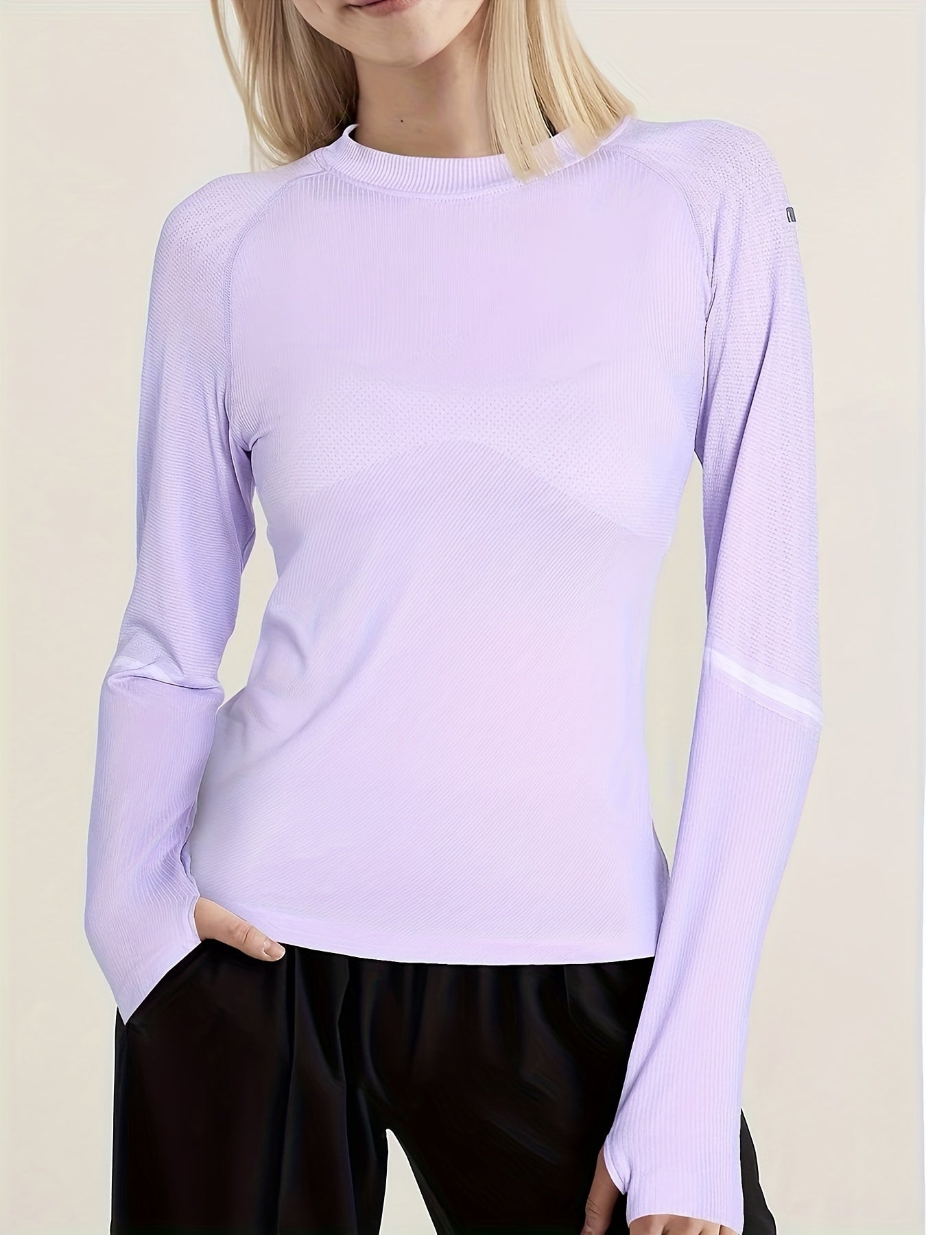 Breathable Long Sleeve Sports Top with Thumb Holes