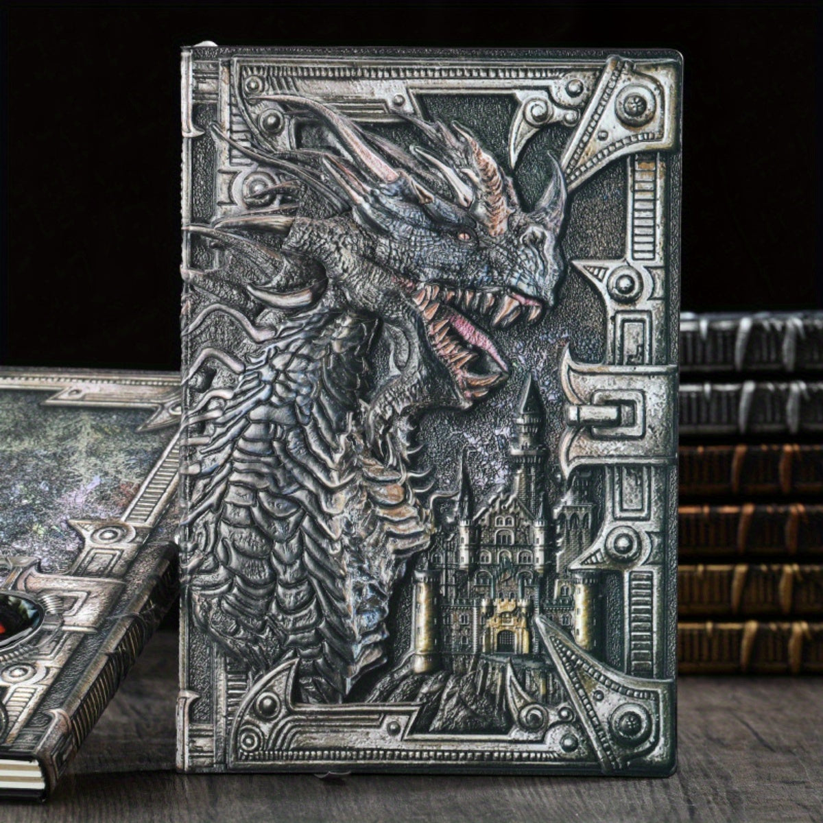 A5 Vintage Embossed Dragon Notepad Metal Stereo