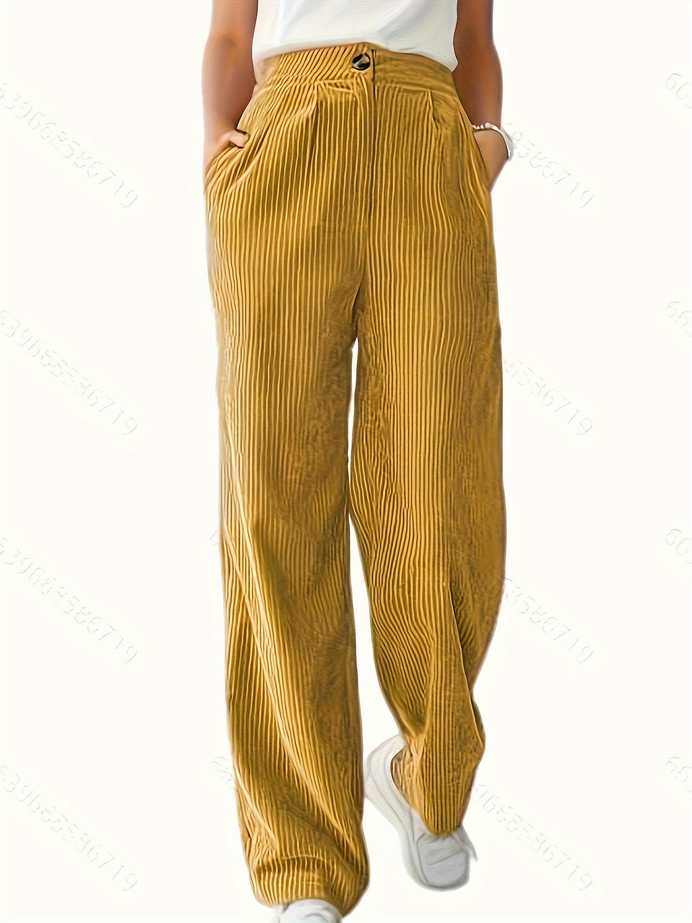  Wide Leg Corduroy Pants with Pockets