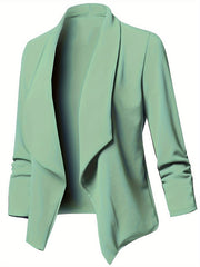  Solid Long Sleeve Lapel Collar Blazer